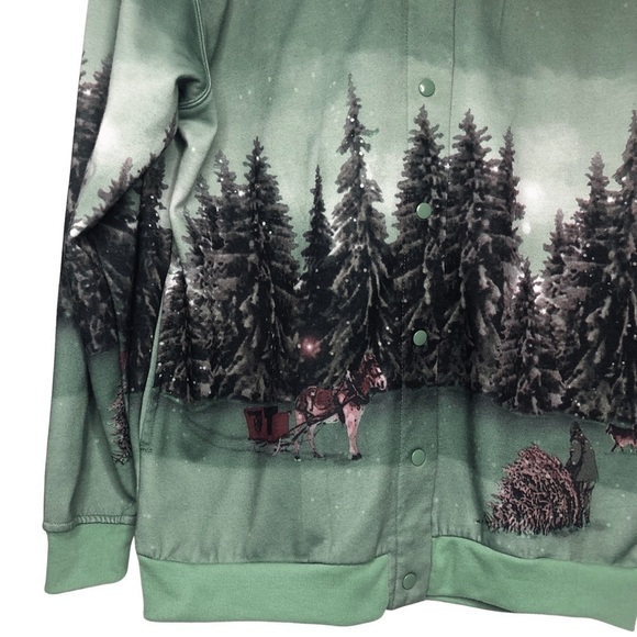 Vintage BLAIR Sweatshirt/Jacket Full Graphic Print Crewneck Button Up Sz Med - Picture 4 of 13